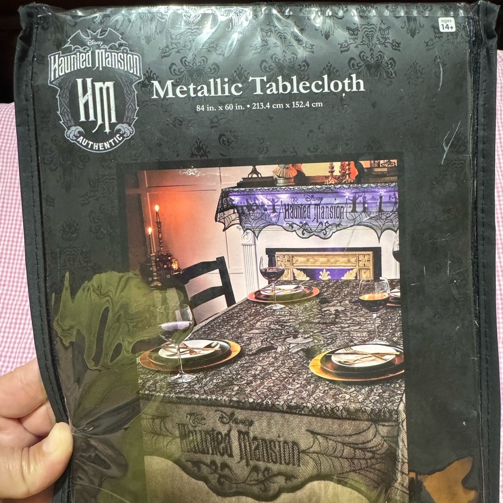 Haunted Mansion Metallic Tablecloth - Black